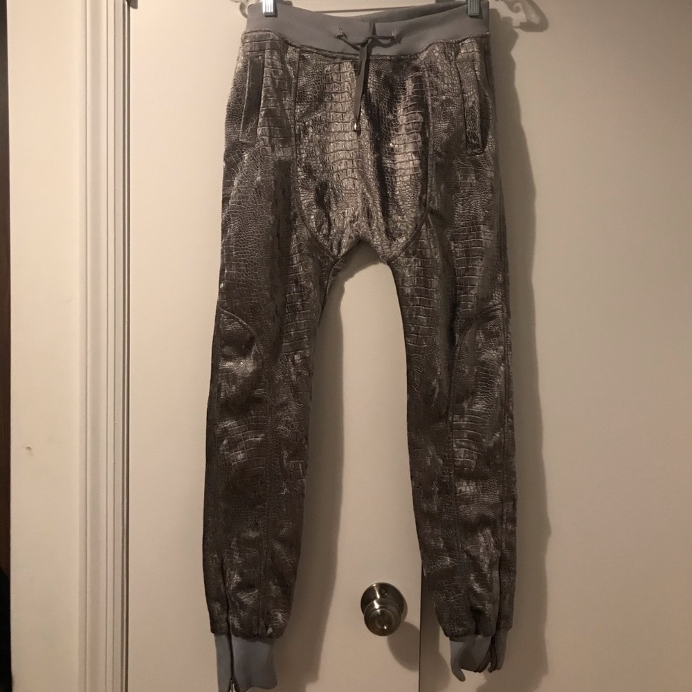 Grey animal velvet pants